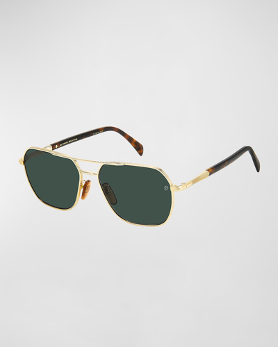 David Beckham Men's Metal Aviator Sunglasses In Gold