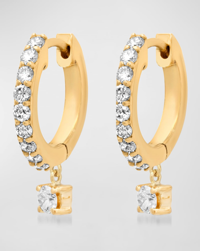 Jennifer Meyer Small Diamond Huggie Earrings With Prong Set Drop