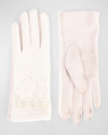 Pia Rossini Juliette Pearlescent Embellished Faux Fur Gloves In Nat005 Cream