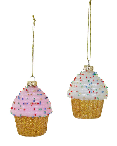 Cody Foster & Co. Cody Foster & Co Tiny Cupcake Ornaments Set Of 2 In Multi