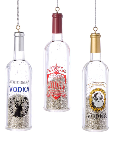 Kurt Adler 4.5in Vodka Bottle Ornament With Glitter Inside (3 Assorted) In Multicolor