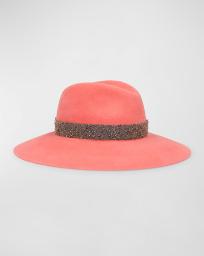 Borsalino Sophie Embellished Felt Fedora Hat In Legend Rose 5050