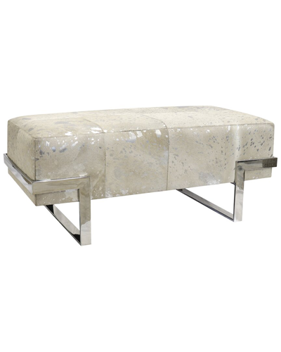 Pasargad Home Safari Cowhide Bench With Silver Steel Legs