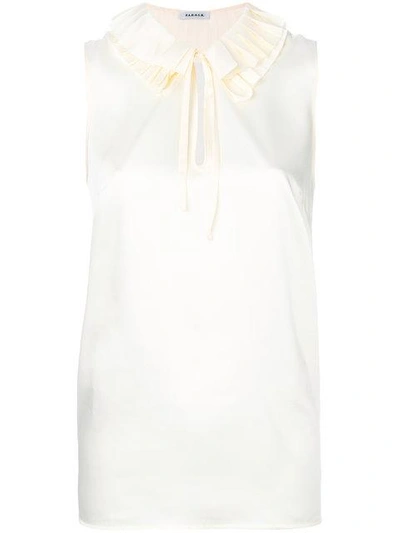 P.a.r.o.s.h Pleated Neck Sleeveless Blouse In White