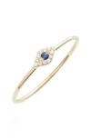 Ef Collection Evil Eye Diamond & Sapphire Stack Ring In Yellow Gold