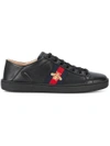 GUCCI BLACK ACE BEE LEATHER SNEAKERS,475208A9L6012165412