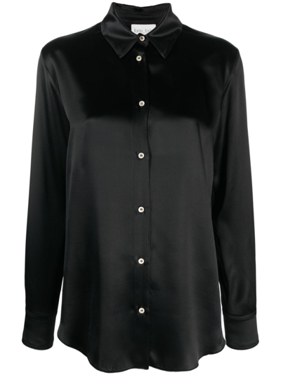 Forte Forte Satin-finish Long-sleeve Shirt In Black