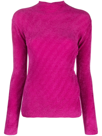Emporio Armani High-neck Textured-finish Jumper In Pink