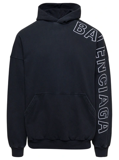 Balenciaga Outline Hoodie Oversized In Black