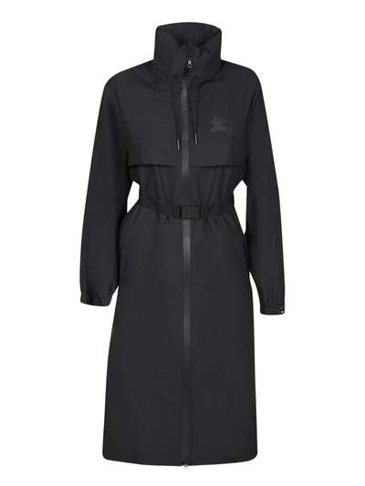 Burberry Ekd-print Belted Parka In Black