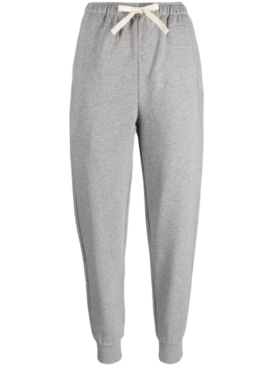 Jw Anderson Logo-embroidered Organic Cotton Track Trousers In Grigio