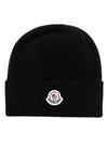 Moncler Ribbed-knit Wool Beanie In Nero