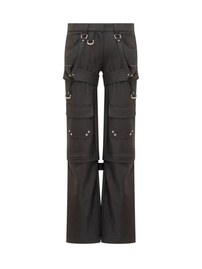 Off-white Blend Cargo Zip Trousers In Black