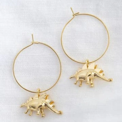 Lisa Angel Wholesale Earrings Stegosaurus Dino Hoops Gold