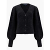 French Connection Meena Fluffy V Neck Cardigan In Black