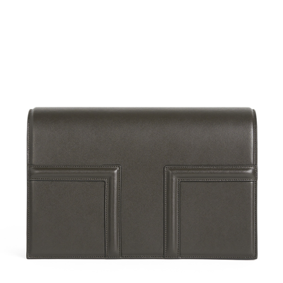 Totême T Flap Leather Crossbody Bag In Brown