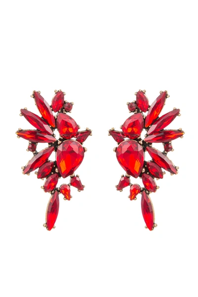 Eye Candy La Art Gala Crystal Drop Earrings In Red