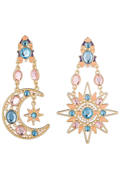 Eye Candy La Star & Moon Dangle Earring In Gold