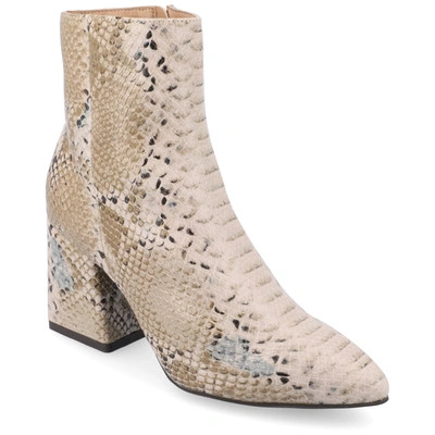 Journee Collection Women's Sorren Pointed Toe Block Heel Dress Booties In Snake