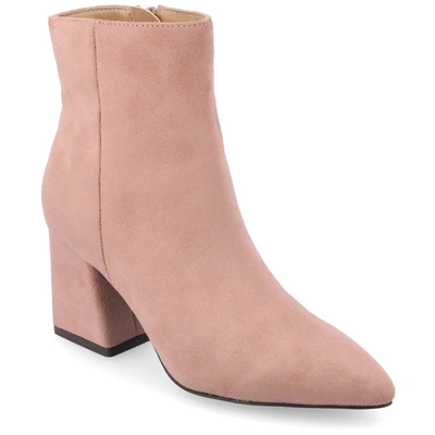 Journee Collection Women's Sorren Tru Comfort Foam Covered Block Heel Pointed Toe Booties In Pink