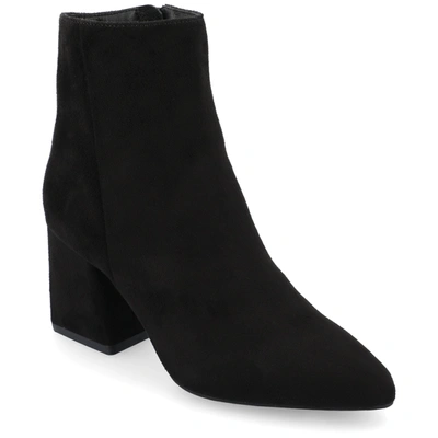 Journee Collection Women's Sorren Tru Comfort Foam Covered Block Heel Pointed Toe Booties In Black