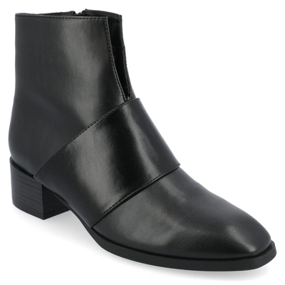 Journee Collection Women's Kyler Two-tone Block Heel Booties In Black