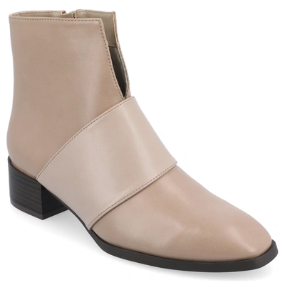 Journee Collection Women's Kyler Two Tone Block Heel Booties In Taupe