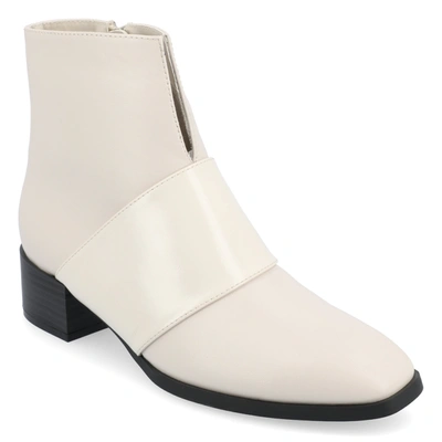 Journee Collection Women's Kyler Two-tone Block Heel Booties In White