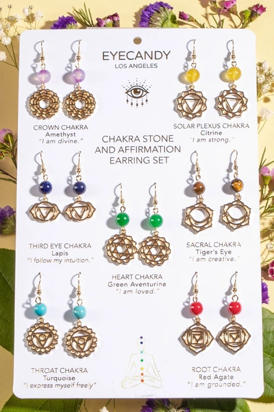 Eye Candy La Chakra Earring Set In Gold