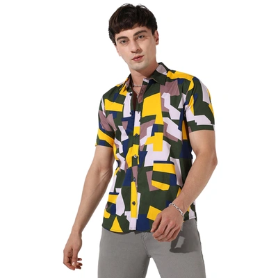 Campus Sutra Abstract Print Cotton Shirt In Multi