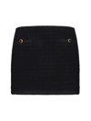 Alessandra Rich Black Checked Tweed Boucle Mini Skirt In Black