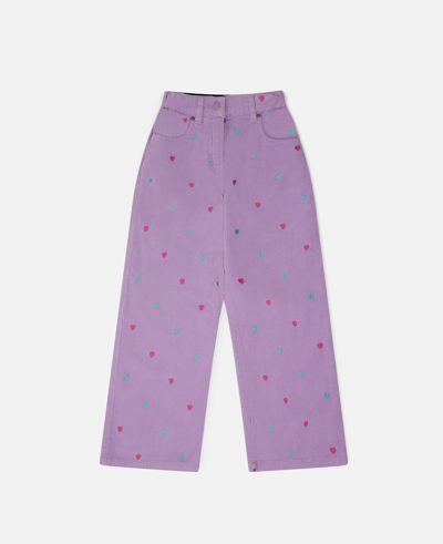 Stella Mccartney Heart Embroidery Wide Leg Jeans In Lilac