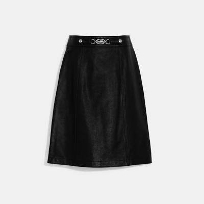 Coach Outlet Leather Skirt In Black