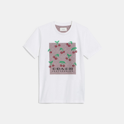 Coach Outlet Signature Square Cross Stitch Cherries T-shirt In White