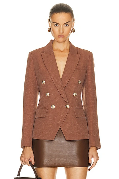 L Agence Kenzie Double Breasted Blazer In Fawn & Ivory