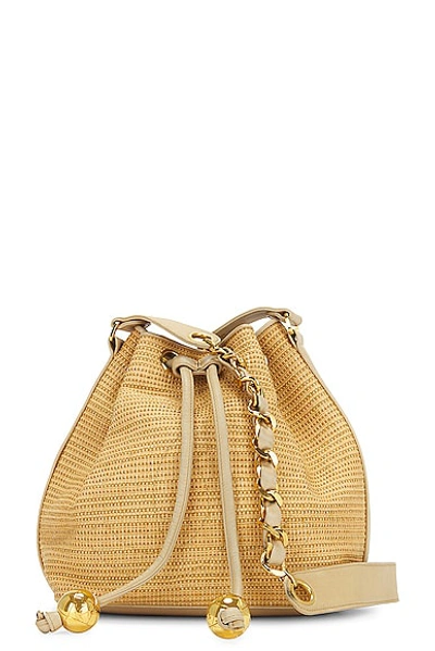Pre-owned Chanel Raffia Cc Bucket Bag In Brown