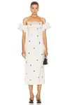 Jacquemus Chouchou Brodee Off-shoulder Mini Dress In Off White & Black Dots