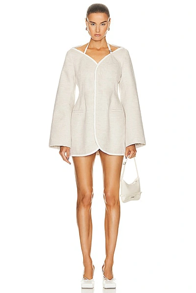 Jacquemus La Dressing Gown Peplo Dress In Beige