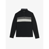 Ted Baker Mens Black Veller Stripe-panel Woven Sweatshirt
