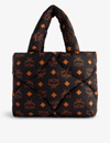 Mcm München Monogram Tote Bag In Black