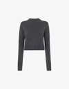 WHISTLES WHISTLES WOMEN'S GREY ROUND-NECK CROPPED WOOL JUMPER