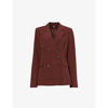 PAIGE PAIGE WOMEN'S MAHOGANY MALBEC DOUBLE-BREASTED PEAK-LAPEL STRETCH-WOVEN BLAZER