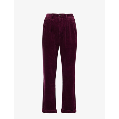 Polo Ralph Lauren Cotton Wide-leg Corduroy Trousers In Ruby