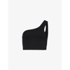 Ag X Emrata Miranda One-shoulder Crop Top In True Black