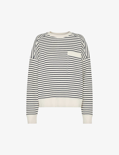 Whistles Womens Cream Relaxed-fit Stripe Cotton Sweatshirt