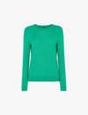 Whistles Womens Green Annie Crew-neck Sparkle-knit Jumper In Green