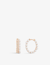 Apm Monaco Up And Down 18ct Rose Gold-plated Metal, Zirconia And Pearl Hoop Earrings