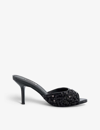 Dune Womens Black-synthetic Moviestar Sequin-embellished Woven Heeled Mules