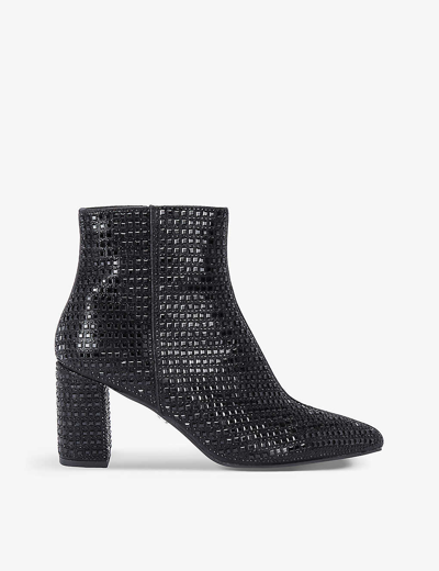 Carvela Womens Black Kianni Stud-embellished Woven Heeled Ankle Boots