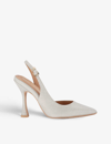 KG KURT GEIGER KG KURT GEIGER WOMENS SILVER ARIA POINTED-TOE WOVEN SLINGBACK COURTS